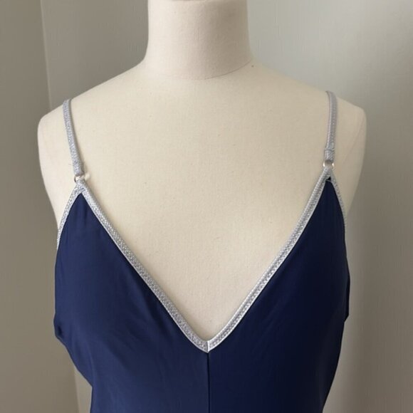 Sam Edelman Pop Solids One Piece Swimsuit Navy/Metallic Sz L - Picture 4 of 13